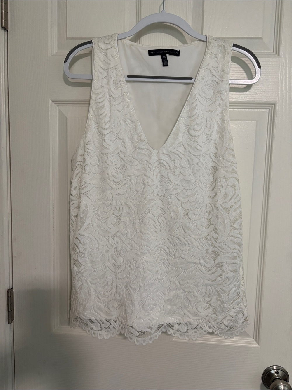 White House Black Market White Lace V-Neck Camisole